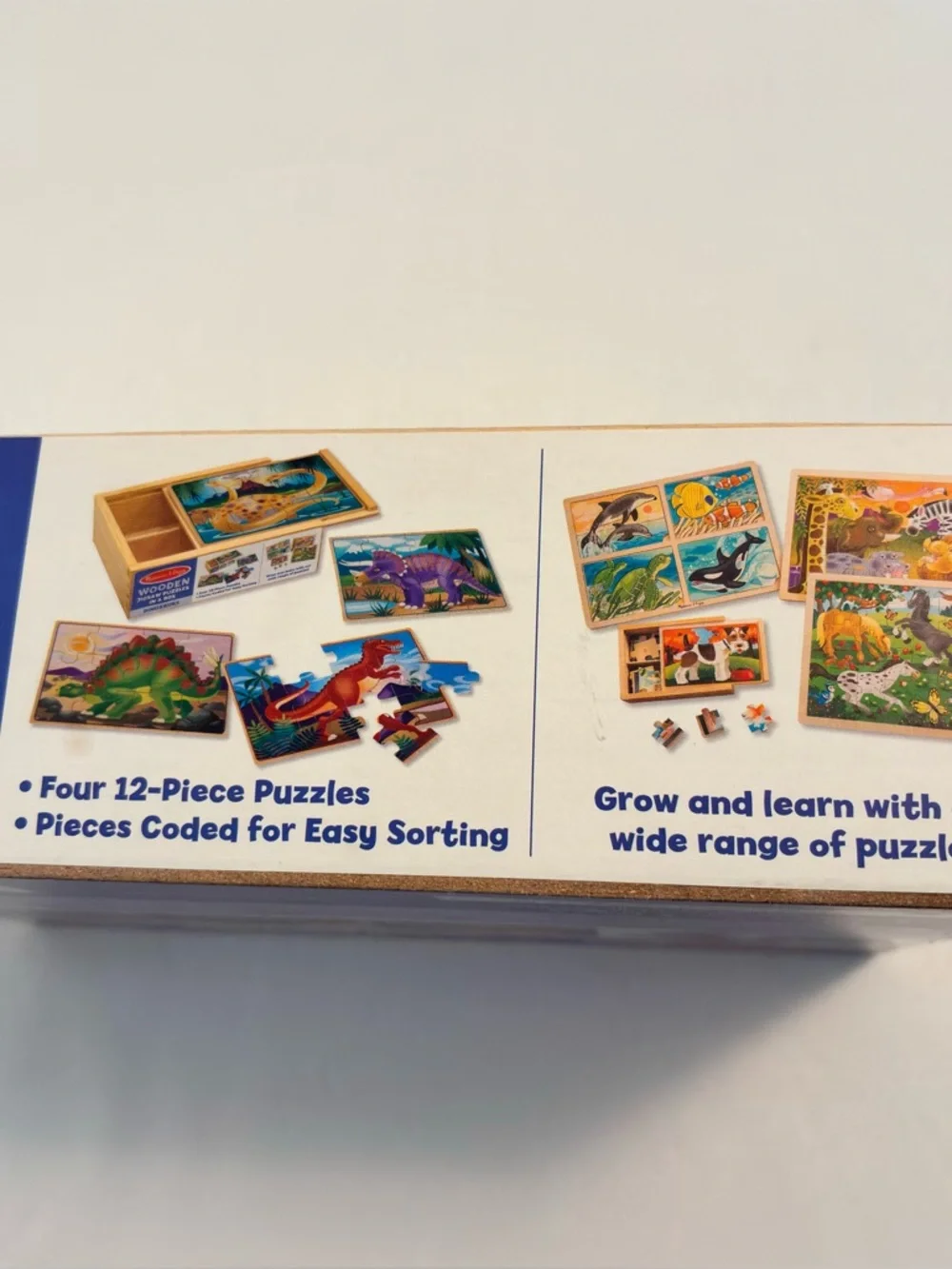 Melissa & Doug Wooden Jigsaw Puzzles In A Box Dinosaurs/ Pets Dog Cat Goldfish